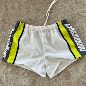 White AussieBum Athletic Shorts, Drawstring, unlined